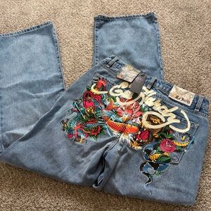 Ed Hardy | NWT y2k painted baggy jeans size 30